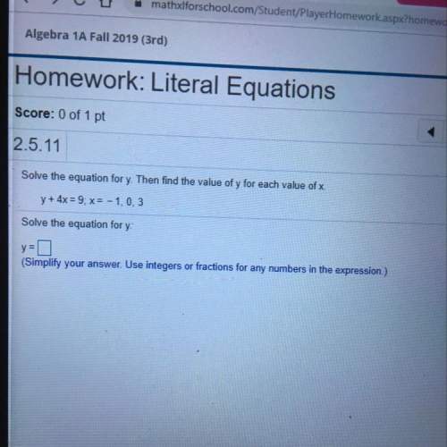 Homework: literal equations score: 0 of 1 pt le 2.5.11 solve the equation