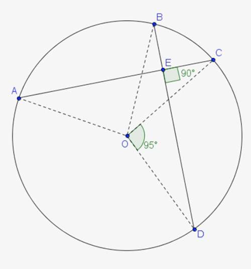 In the diagram of circle o, chords ac and bd are perpendicular to each other.  a.95°