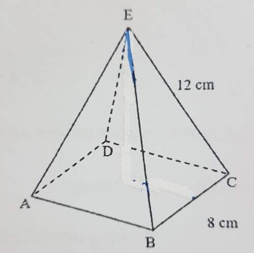 The diagram shows a candle in the shape of a pyramid abcde. abcd is asquare of side 8 cm and a