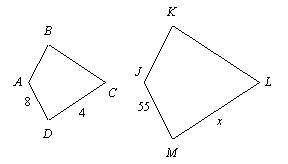 The polygons are similar, but not necessarily drawn to scale. find the value of x. a. 220