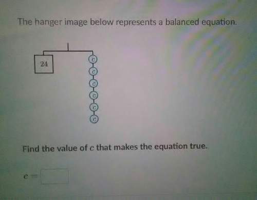 The hanger image below represent a balanced the value of c that makes the equation true.