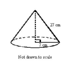 Find the surface area of the cone to the nearest tenth.  a. 203 cm2  b. 1341