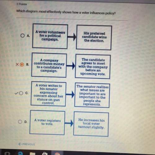 Which diagram most effectively show how a voter influenced policy? answer c