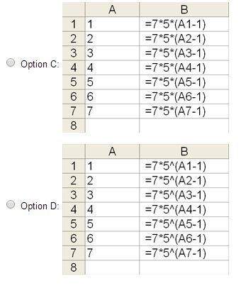 "which spreadsheet would you use to compute the first seven terms of the geometric sequence: an = 7