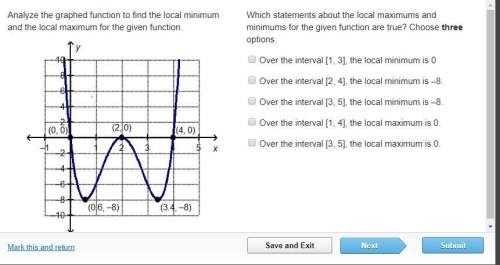 Which statements about the local maximums and minimums for the given function are true? choose thre