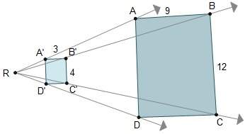 Rectangle abcd was dilated to create rectangle a'b'c'd' using point r as the center of dilation.