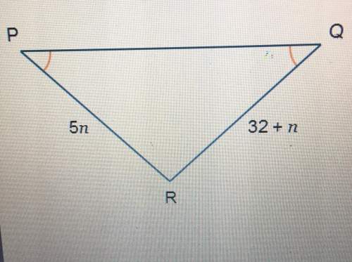 What is the length is pr? units triangle angles 5n and 32+ n 40 units