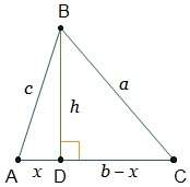 Consider the proof. given: in △abc, bd ⊥ ac prove: the formula for the law of co