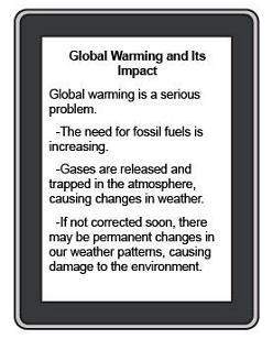 According to the writer, what is the ultimate problem with global warming?  1. damage to