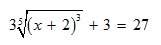 What is the solution of the  3 5^sqrt(x+2)^3 +3=27