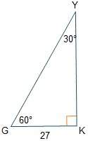 Given right triangle gyk, what is the value of tan(g)?  1/2 square root 3 / 2