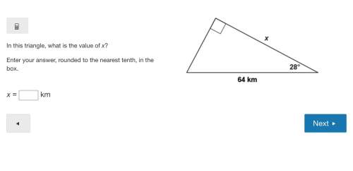 In this triangle, what is the value of x?  enter your answer, rounded to the nearest ten