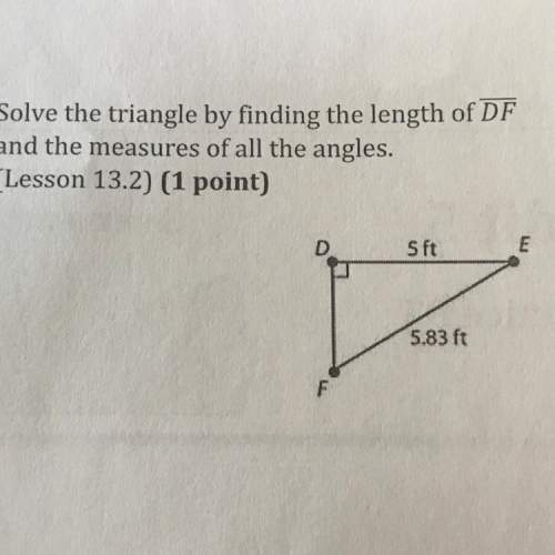 Solve the triangle by finding the length of df and the measures of all the angles, 5.83ft, 5ft, and