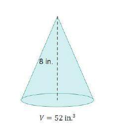 What is the area of the base of the cone below? round the answer to the nearest tenth if necessary.