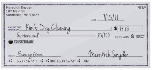 Meredith started last week with $1,000 in her checking account. during the week, she wrote the check