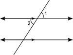 The figure below shows parallel lines cut by a transversal:  a pair of parallel lines is