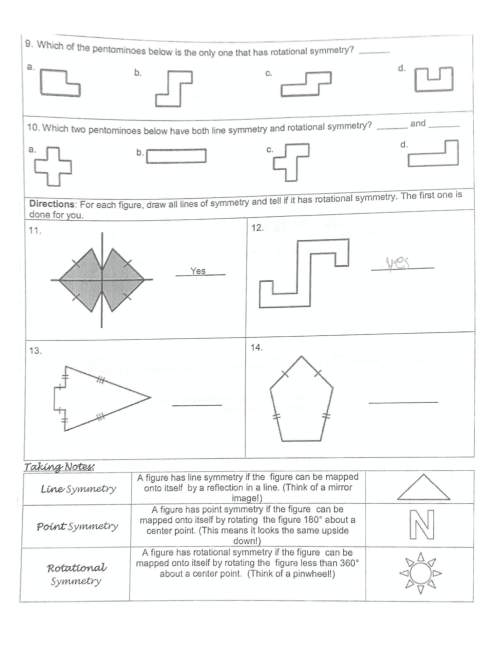Complete these two pages? geometry, line symmetry and rotational symmetry. for 30 points.