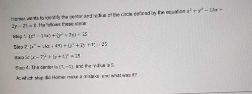 Homer wants to identify the center and radius of the circle defined by the