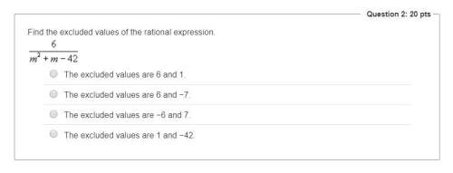 (20 points) hey there, my teacher didn't explain how to find the "excluded values," and i don'