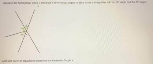 In the figure below, angle y and angle x form vertical angles. angle y forms a straight line with th