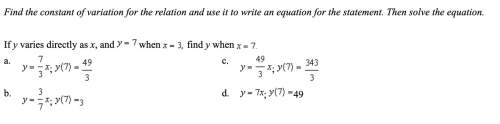 Find the constant of variation for the relation and use it to write an equation for the statement. t
