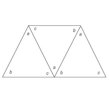 Three copies of a triangle were rotated and positioned as shown. which statement is alwa