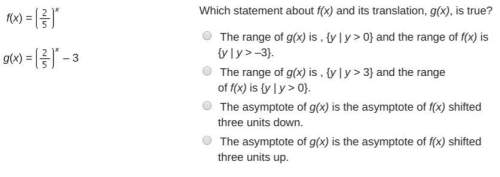 Which statement about f(x) and its translation, g(x), is true?