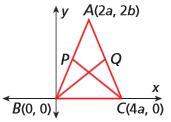 Given: δabc ﻿is isosceles.  p is the midpoint of ab q is the midpoint of ac