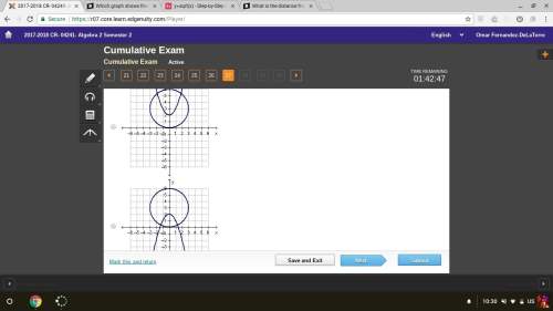 Which graph shows the system x^2+y=2 x^2+y^2=9 pls hellpp