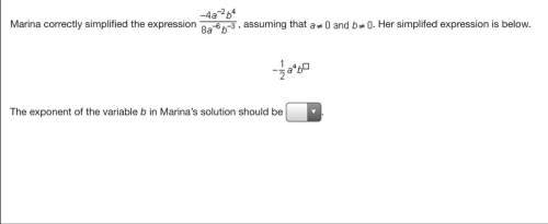 The exponent of the variable b in marina’s solution should be -7 -1 7