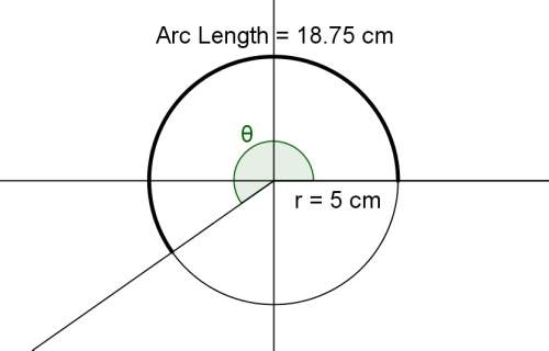 If the arc length shown is 18.75 cm and the radius of the circle is 5 cm, find θ to the nearest hund