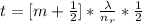 t  = [ m  + \frac{1}{2} ] *  \frac{\lambda}{n_r}  *  \frac{1}{2}