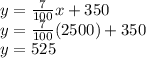 y=\frac{7}{100}x+350\\y=\frac{7}{100}(2500)+350\\y=525