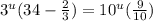 3^u(34-\frac{2}{3})=10^u(\frac{9}{10})