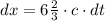 dx = 6\frac{2}{3} \cdot c \cdot dt