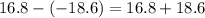 16.8-(-18.6)=16.8+18.6