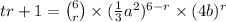 tr + 1 =  \binom{6}{r}  \times ( \frac{1}{3}  {a}^{2} ) ^{6 - r}  \times (4b)^{r}