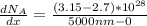 \frac{dN_A}{dx}  =  \frac{(3.15 - 2.7) * 10^{28} }{5000nm - 0 }