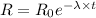 R=R_{0}e^{-\lambda\times t}