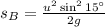 s_B= \frac{u^2\sin^2 15^{\circ}}{2g}