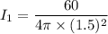 I_{1}=\dfrac{60}{4\pi\times(1.5)^2}