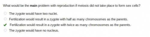 What would be the main problem with reproduction if meiosis did not take place to form sex cells?

A