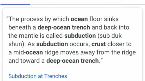 At the pacific ocean’s deep-ocean trenches, oceanic crust is spread or subducted