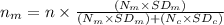 n_{m}=n\times \frac{(N_{m}\times SD_{m})}{(N_{m}\times SD_{m})+(N_{c}\times SD_{c})}