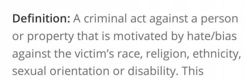 What term refers to criminal committed against people based on their race or religion