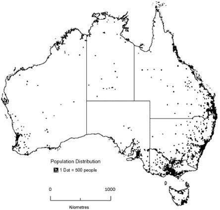 Which offers the best description of australia's population distribution?
