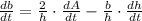 \frac{db}{dt} = \frac{2}{h}\cdot \frac{dA}{dt} -\frac{b}{h}\cdot \frac{dh}{dt}