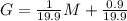 G = \frac{1}{19.9}M + \frac{0.9}{19.9}