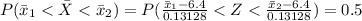 P(\= x_1 <  \= X  <  \= x_2 ) =  P(\frac{\=x_1 - 6.4}{ 0.13128 }