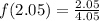 f(2.05) = \frac{2.05}{4.05}